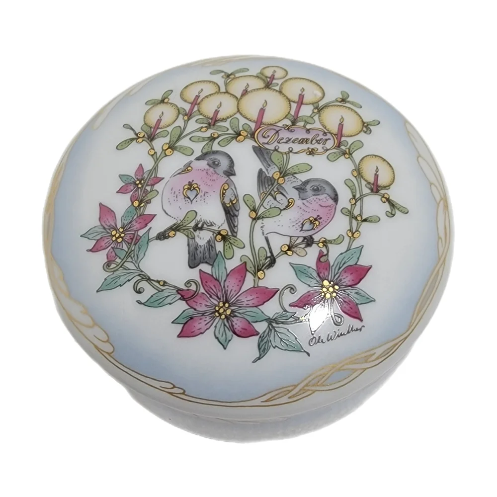 Vintage Hutschenreuther Ole Winther December Porcelain Trinket Box Motif 201-212